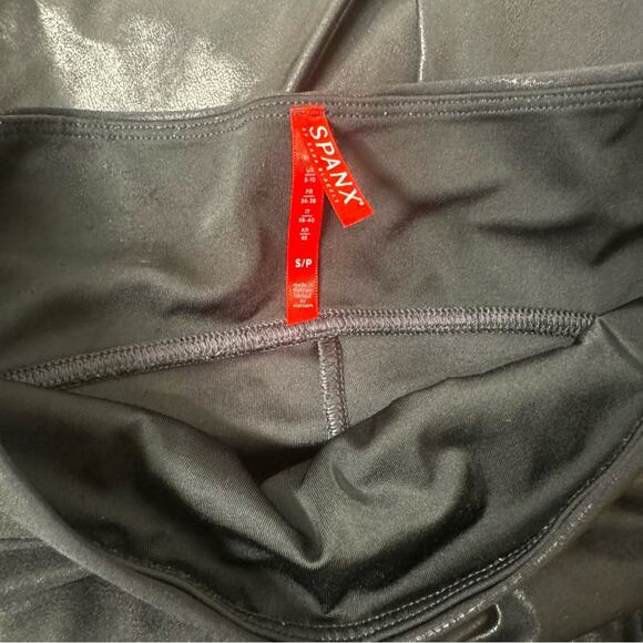 SPANX Faux Leather Leggings Shaping Waistband Black Leggings Women Size Small - Picture 9 of 10